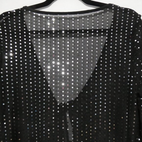 SHEIN - Curve | 2XL | Sheer Sparkling Black Sequin Cardigan | Lace Up Front - Picture 10 of 14